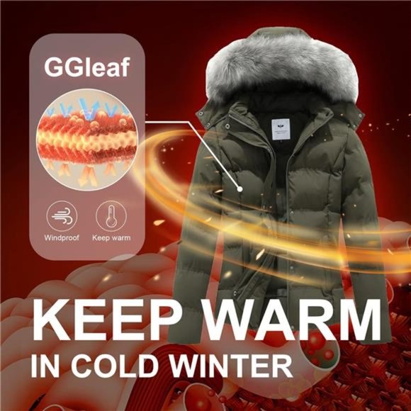 Hooded Warm Winter Coat Quilted Thicken Puffer Jacket with‎ Removable Fur Hood - Picture 7 of 7